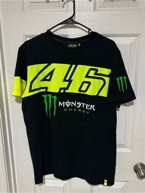 VR46 x Monster Energy 46 Graphic Tee in Black and Neon Yellow XL